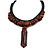 Statement Chunky Bone and Wood Bead with Black Rubber Cord Necklace In Brown - 48cm Long - view 3