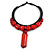 Statement Chunky Bone and Wood Bead with Black Rubber Cord Necklace In Red - 48cm Long - view 9