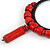 Statement Chunky Bone and Wood Bead with Black Rubber Cord Necklace In Red - 48cm Long - view 3