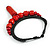 Statement Chunky Bone and Wood Bead with Black Rubber Cord Necklace In Red - 48cm Long - view 7