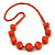 Chunky Wood Bead Necklace In Orange - 68cm L - view 2
