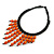 Statement Orange Wood Bead Fringe with Rubber Cord Necklace - 46cm L/ 11cm Front Drop - view 4