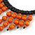 Statement Orange Wood Bead Fringe with Rubber Cord Necklace - 46cm L/ 11cm Front Drop - view 5