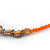 Orange Glass Bead Wire Necklace with Shell & Mother of Pearl Medallion In Silver Tone - 50cm L/ 5cm Ext - view 4