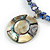 Royal Blue Glass Bead Wire Necklace with Shell & Mother of Pearl Medallion In Silver Tone - 50cm L/ 5cm Ext - view 4