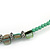 Green Glass Bead Wire Necklace with Shell & Mother of Pearl Medallion In Silver Tone - 50cm L/ 5cm Ext - view 3