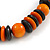 Statement Orange/ Black Round and Button Wood Bead Necklace - 56cm L - view 4