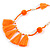 Boho Style Glass Beaded Pom Pom, Tassel Long Necklace In Bright Orange - 90cm L - view 3