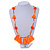 Boho Style Glass Beaded Pom Pom, Tassel Long Necklace In Bright Orange - 90cm L - view 7