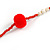Boho Style Glass Beaded Pom Pom, Tassel Long Necklace In Red - 90cm L - view 5