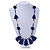 Boho Style Glass Beaded Pom Pom, Tassel Long Necklace In Dark Blue - 90cm L - view 2