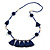 Boho Style Glass Beaded Pom Pom, Tassel Long Necklace In Dark Blue - 90cm L - view 8
