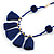Boho Style Glass Beaded Pom Pom, Tassel Long Necklace In Dark Blue - 90cm L - view 3
