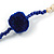 Boho Style Glass Beaded Pom Pom, Tassel Long Necklace In Dark Blue - 90cm L - view 4