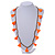 Boho Style Bronze Glass Bead with Neon Orange Tassel Long Necklace - 96cm L - view 2
