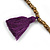 Boho Style Bronze Glass Bead with Purple Cotton Tassel Long Necklace - 96cm L - view 5