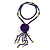Inky Blue Wood, Glass, Sea Shell, Tree Seed Bead with Pom Pom Tassel Long Necklace - 80cm L/ 16cm Tassel - view 3