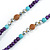 Inky Blue Wood, Glass, Sea Shell, Tree Seed Bead with Pom Pom Tassel Long Necklace - 80cm L/ 16cm Tassel - view 5