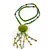 Lime Green Wood, Glass, Sea Shell, Tree Seed Bead with Pom Pom Tassel Long Necklace - 80cm L/ 16cm Tassel - view 3