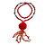 Red Wood, Glass, Sea Shell, Tree Seed Bead with Pom Pom Tassel Long Necklace - 80cm L/ 16cm Tassel - view 3