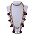 Long Natural Wood, Bronze Glass Bead with Purple Cotton Tassel Necklace - 100cm L - view 2