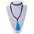 Statement Dark Brown Tree Seed and Light Blue Acrylic Bead Necklace with Azure Blue Silk Tassel - 94cm L/ 11cm Tassel - view 2