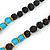 Statement Dark Brown Tree Seed and Light Blue Acrylic Bead Necklace with Azure Blue Silk Tassel - 94cm L/ 11cm Tassel - view 5