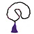 Statement Dark Brown Tree Seed and Violet Acrylic Bead Necklace with Purple Silk Tassel - 94cm L/ 11cm Tassel