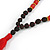 Statement Dark Brown Tree Seed and Red Acrylic Bead Necklace with Red Silk Tassel - 94cm L/ 11cm Tassel - view 6