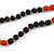 Statement Dark Brown Tree Seed and Red Acrylic Bead Necklace with Red Silk Tassel - 94cm L/ 11cm Tassel - view 7