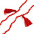 Red Crystal Bead Necklace with Bronze Tone Hamsa Hand Charm/ Silk Tassel Pendant - 80cm L/ 14cm Tassel - view 6
