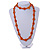 Long Orange Wood Button Bead Necklace - 110cm Long - view 2