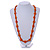 Long Orange Wood Button Bead Necklace - 110cm Long - view 3