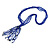 Statement Multistrand Violet Blue Glass Bead, Semiprecious Stone Tassel Necklace - 66cm L/ 12cm Tassel - view 5