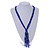 Statement Multistrand Violet Blue Glass Bead, Semiprecious Stone Tassel Necklace - 66cm L/ 12cm Tassel - view 2