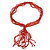 Statement Multistrand Scarlet Red Glass Bead, Semiprecious Stone Tassel Necklace - 66cm L/ 12cm Tassel - view 3