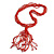 Statement Multistrand Scarlet Red Glass Bead, Semiprecious Stone Tassel Necklace - 66cm L/ 12cm Tassel - view 10