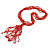 Statement Multistrand Scarlet Red Glass Bead, Semiprecious Stone Tassel Necklace - 66cm L/ 12cm Tassel - view 11