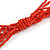 Statement Multistrand Scarlet Red Glass Bead, Semiprecious Stone Tassel Necklace - 66cm L/ 12cm Tassel - view 15