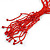 Statement Multistrand Scarlet Red Glass Bead, Semiprecious Stone Tassel Necklace - 66cm L/ 12cm Tassel - view 7