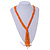 Statement Multistrand Orange Glass Bead, Semiprecious Stone Tassel Necklace - 66cm L/ 12cm Tassel - view 2