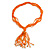 Statement Multistrand Orange Glass Bead, Semiprecious Stone Tassel Necklace - 66cm L/ 12cm Tassel - view 8