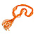 Statement Multistrand Orange Glass Bead, Semiprecious Stone Tassel Necklace - 66cm L/ 12cm Tassel - view 3