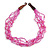 Ethnic Multistrand Pink Glass Bead, Semiprecious Stone Necklace With Wood Hook Closure - 60cm L - view 5