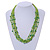 Ethnic Lime Green Glass Bead, Semiprecious Stone Necklace With Wood Hook Closure - 60cm L - view 2