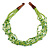 Ethnic Lime Green Glass Bead, Semiprecious Stone Necklace With Wood Hook Closure - 60cm L - view 3