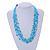 Ethnic Multistrand Light Blue Glass Bead, Semiprecious Stone Necklace With Wood Hook Closure - 60cm L - view 2