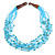Ethnic Multistrand Light Blue Glass Bead, Semiprecious Stone Necklace With Wood Hook Closure - 60cm L - view 3