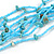 Ethnic Multistrand Light Blue Glass Bead, Semiprecious Stone Necklace With Wood Hook Closure - 60cm L - view 5