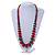 Long Graduated Wooden Bead Colour Fusion Necklace (Red/ Black/ Gold) - 80cm Long - view 2
